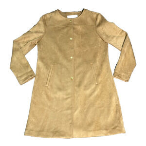Marc New York Andrew Marc Collarless Tan Coat Metal Snap Buttons - Size M